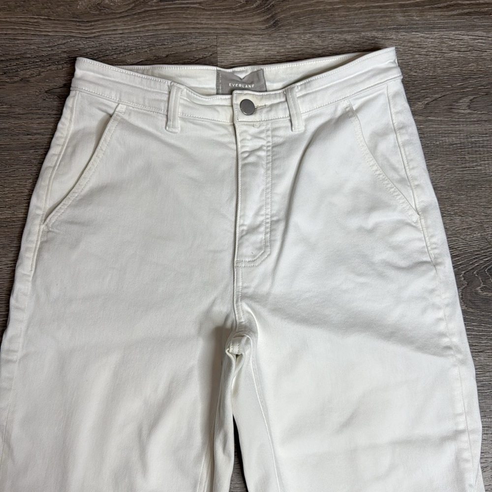 Everlane Women’s White High-Rise The Straight Leg Crop Jeans Sz 10 Tall - Picture 2 of 11